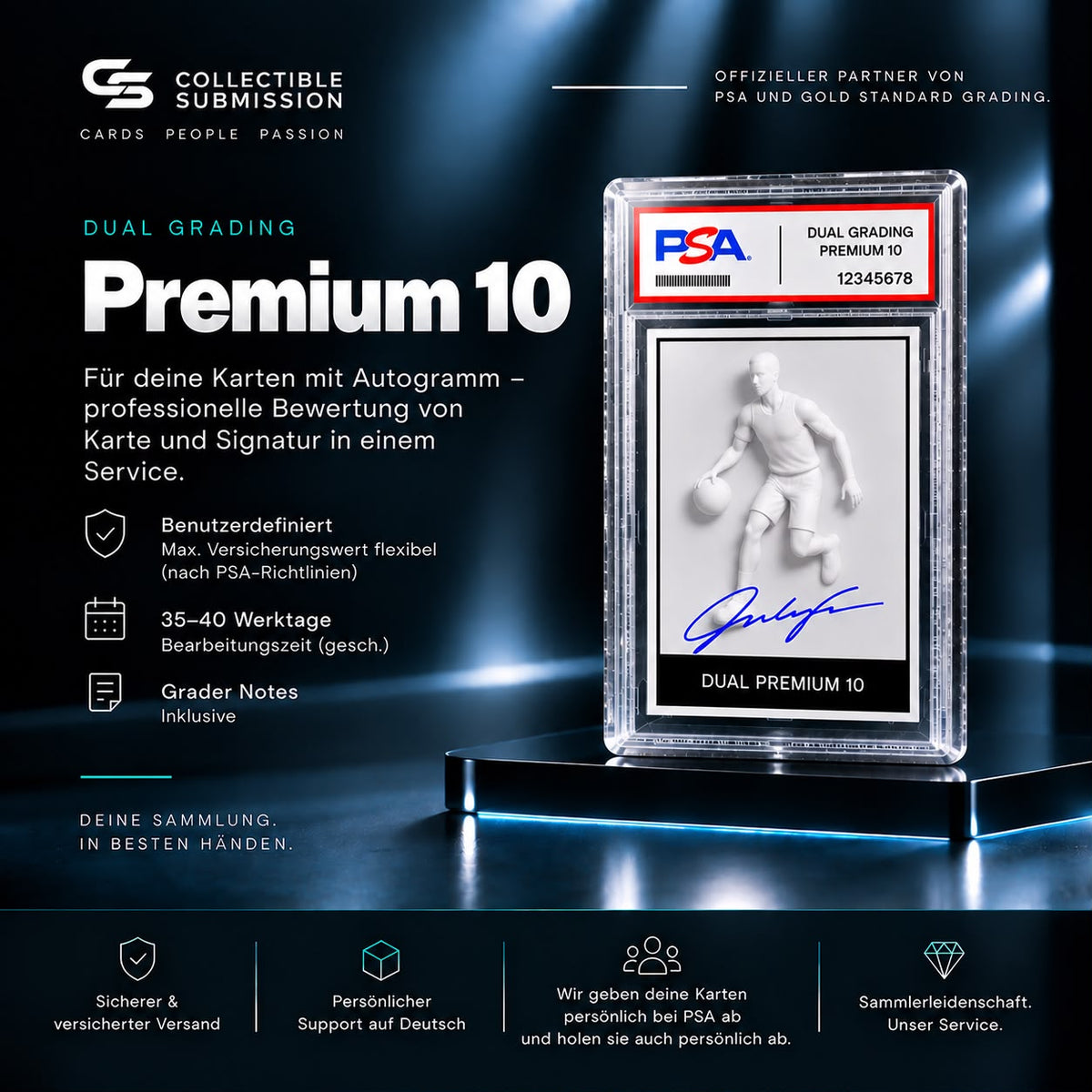 PSA Dual Grading Premium 10 für hochwertige Karte und Autogramm mit Grader Notes – Collectible Submission