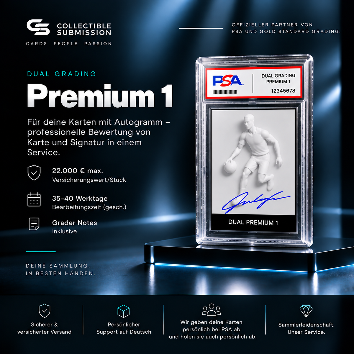 PSA Dual Grading Premium 1 für hochwertige Karte und Autogramm mit Grader Notes – Collectible Submission