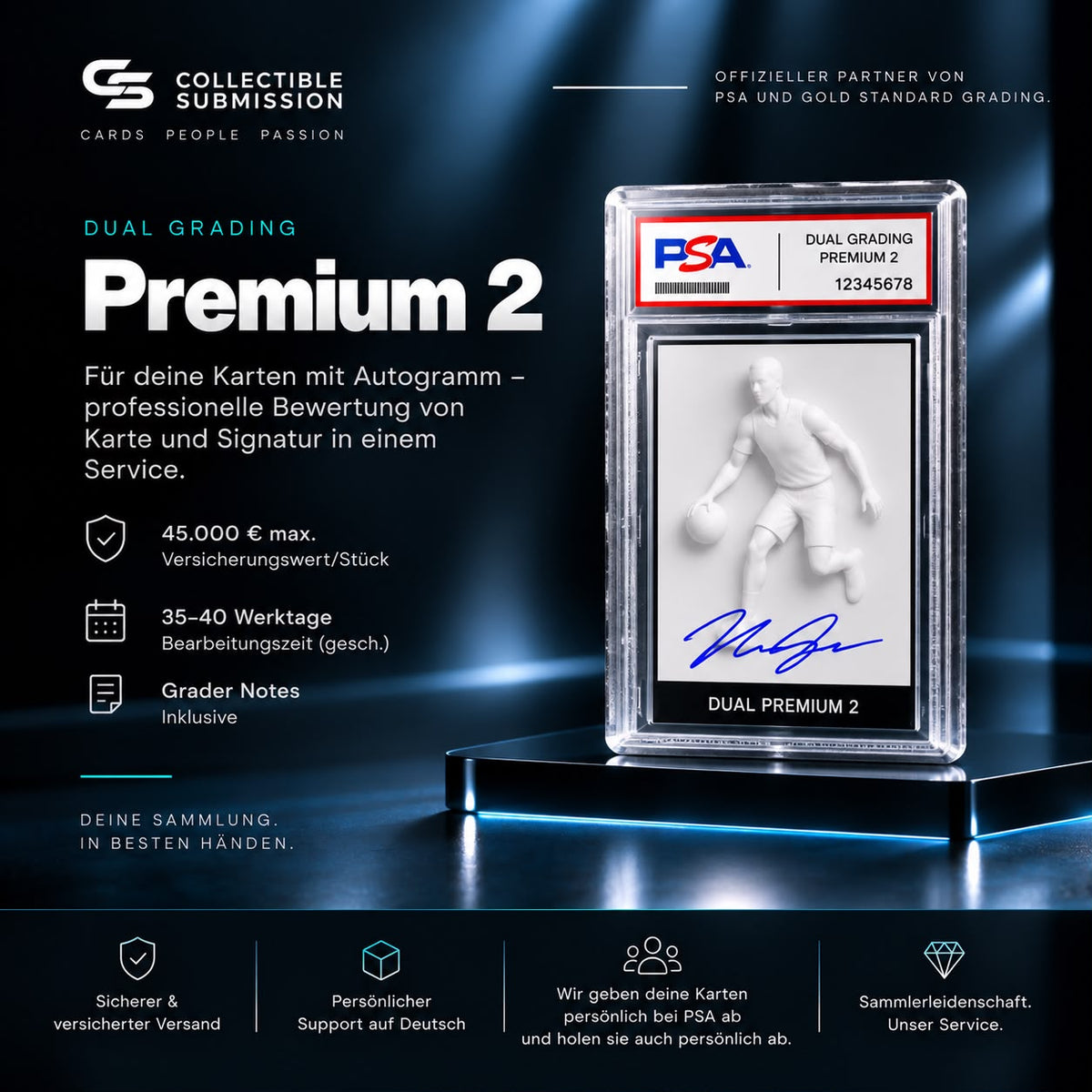 PSA Dual Grading Premium 2 für hochwertige Karte und Autogramm mit Grader Notes – Collectible Submission