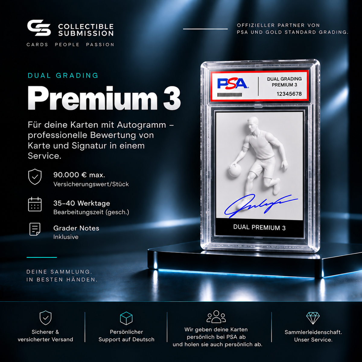 PSA Dual Grading Premium 3 für hochwertige Karte und Autogramm mit Grader Notes – Collectible Submission
