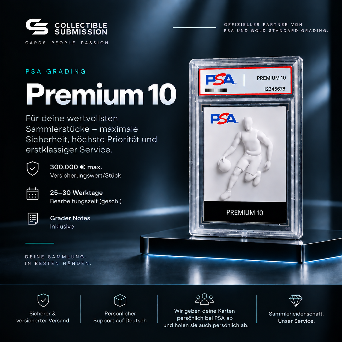 PSA Grading Premium 10 für wertvolle High-End Sammelkarten mit Grader Notes – Collectible Submission Deutschland