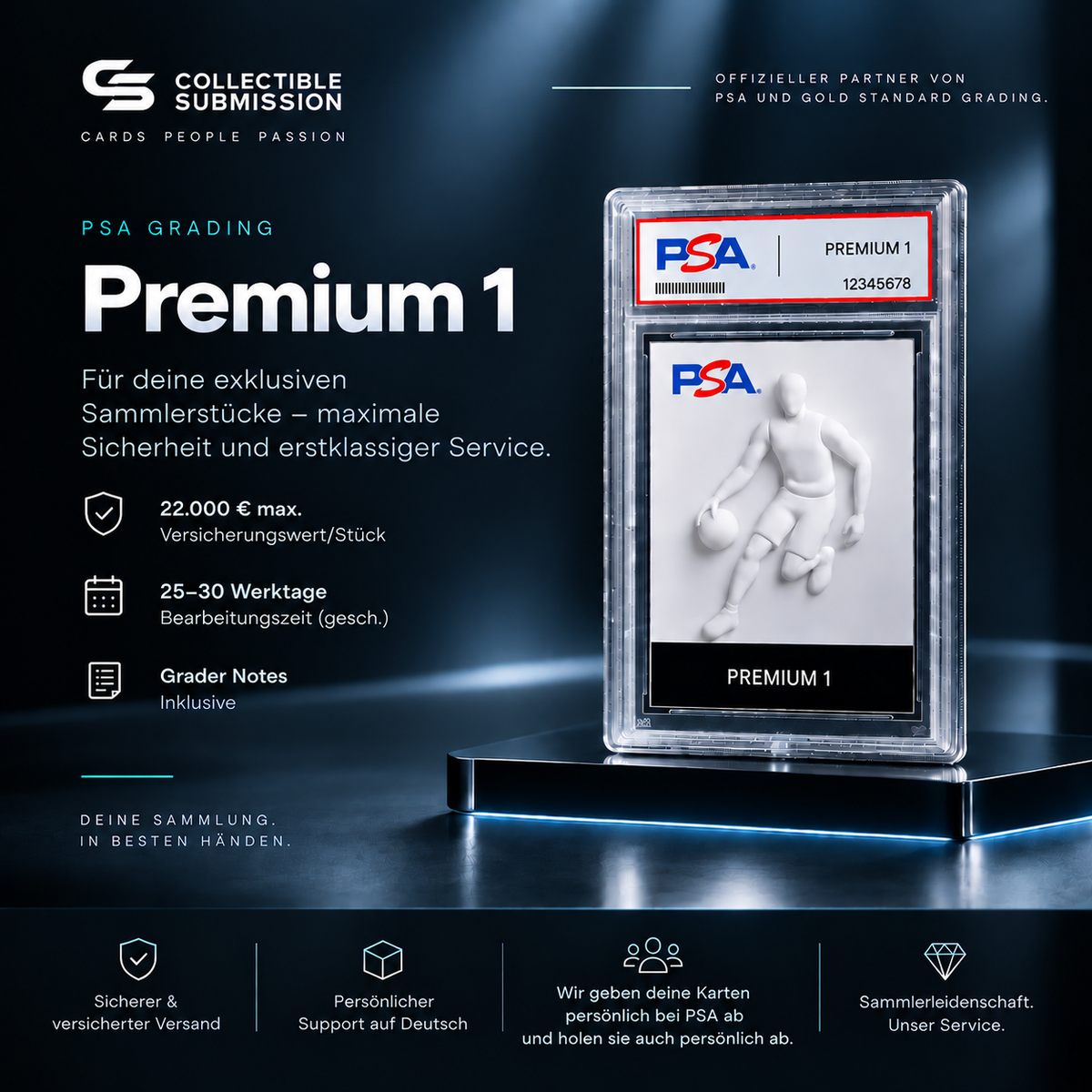 PSA Grading Premium 1 für hochwertige Sammelkarten mit Grader Notes – Collectible Submission Deutschland