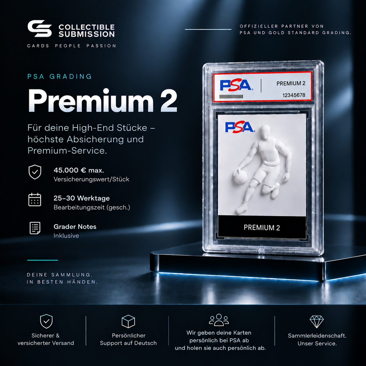 PSA Grading Premium 2 für hochwertige Sammelkarten mit Grader Notes – Collectible Submission Deutschland