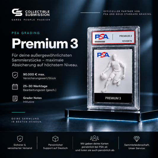 PSA Grading Premium 3 für hochwertige Sammelkarten mit Grader Notes – Collectible Submission Deutschland