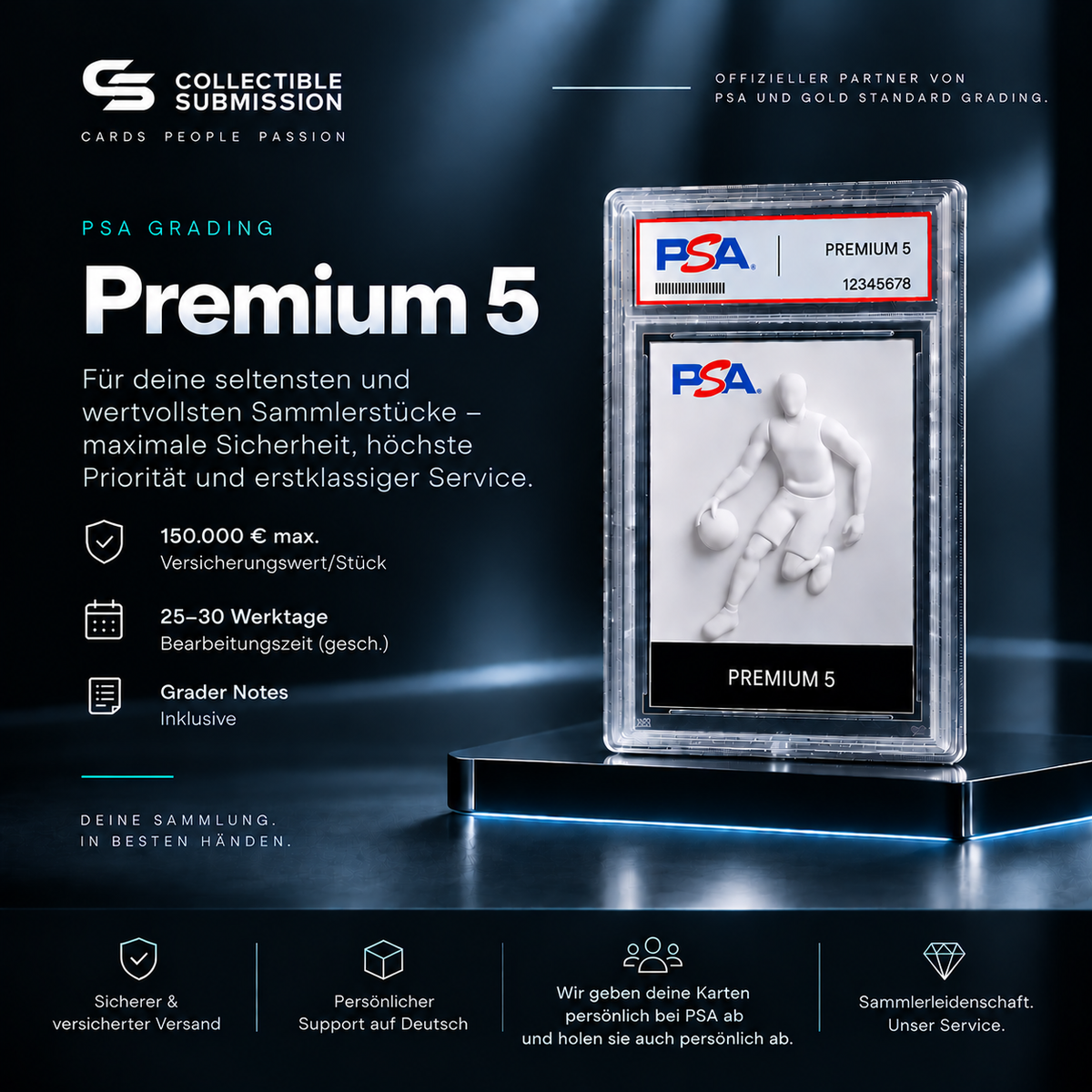 PSA Grading Premium 5 für hochwertige High-End Sammelkarten mit Grader Notes – Collectible Submission Deutschland